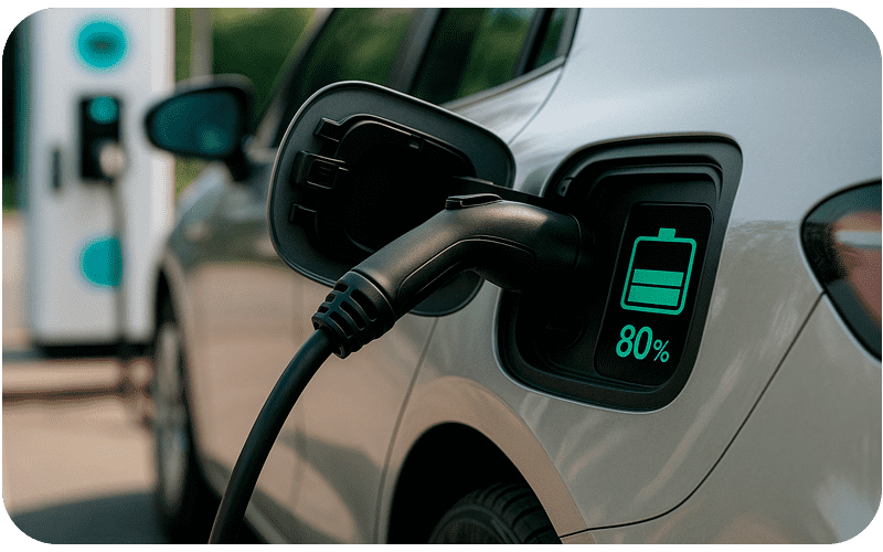 O Segredo dos 80%: Por Que a Recarga de Carros Elétricos Não Vai Até 100%?